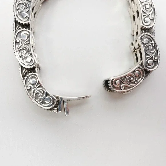 King Baby Studio Small 7 Row Rotor Link Bracelet Star Box Clasp Silver .925 - Picture 9 of 11
